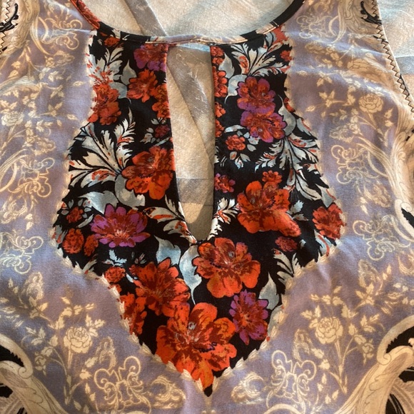 FREE PEOPLE NWT bodysuit in multi colored black with florals - Picture 9 of 10